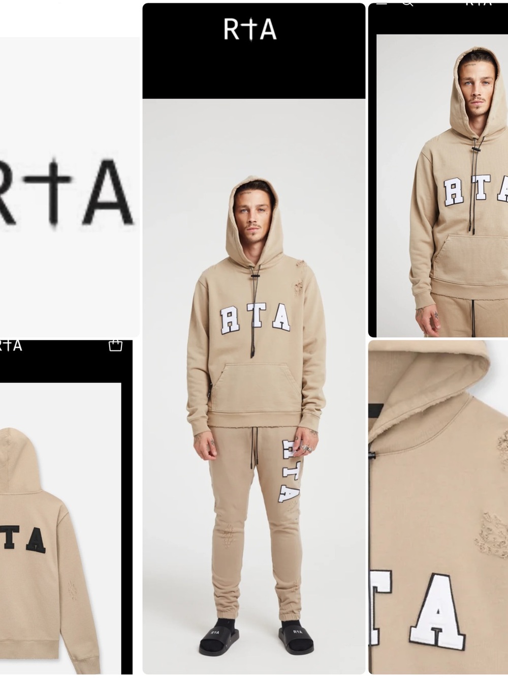 RTA | Markus  Hoodie Nude Collegiate Logo Hoodie - RTA Branded Pullover